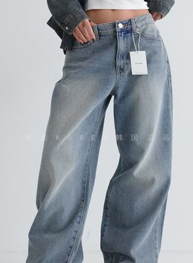 现货韩国东大门OH YEAH高腰显瘦宽松阔腿裤休闲百搭长款牛仔裤511