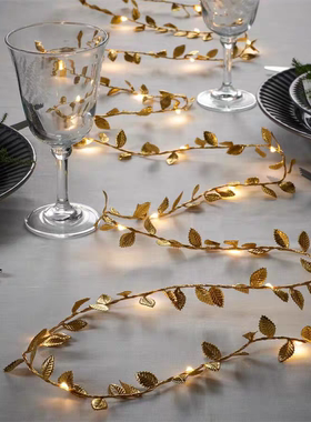 特价IKEA宜家家居代购思吉拉LED灯串40个灯泡电池灯具叶子金黄色