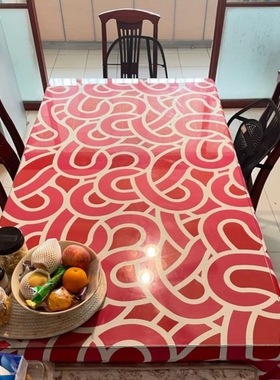 正品IKEA宜家家居SÖTRÖNN索特恩餐桌桌布图案红色亮粉145x240cm