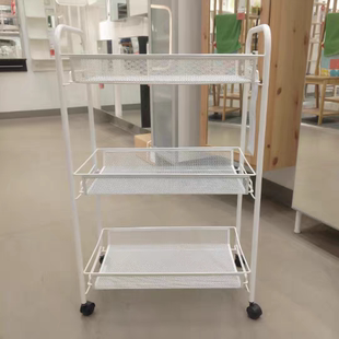 特价宜家家居国内代购霍纳文 推车 白色26x48x77厘浴室可移置物架