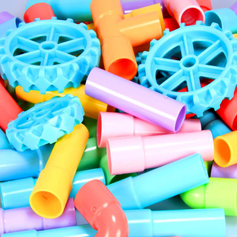 儿童优质abs塑料水管道积木可啃咬拼接拼装幼儿园宝宝益智力玩具