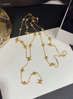 简约欧美长款锁骨链凯旋门轻奢小众设计长款金色项链百搭时髦配饰