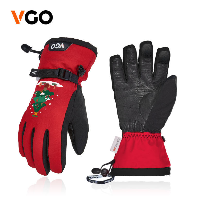 VGO青少年零下20度适用户外运动滑雪手套透气防水触屏保暖防丢失