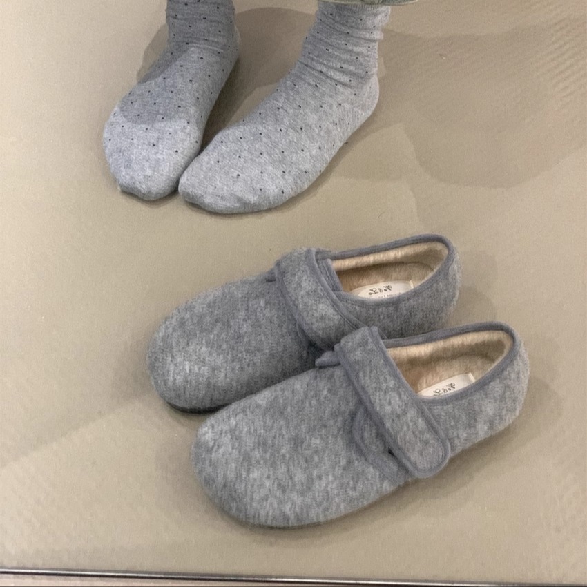 加绒保暖毛呢一脚蹬勃肯鞋棉鞋