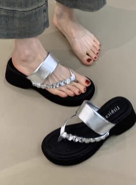 配裙子仙女风亮晶晶水钻罗马凉鞋