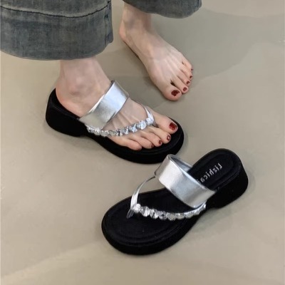 配裙子仙女风亮晶晶水钻罗马凉鞋
