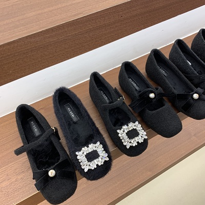 内增高4CM玛丽珍毛毛鞋女