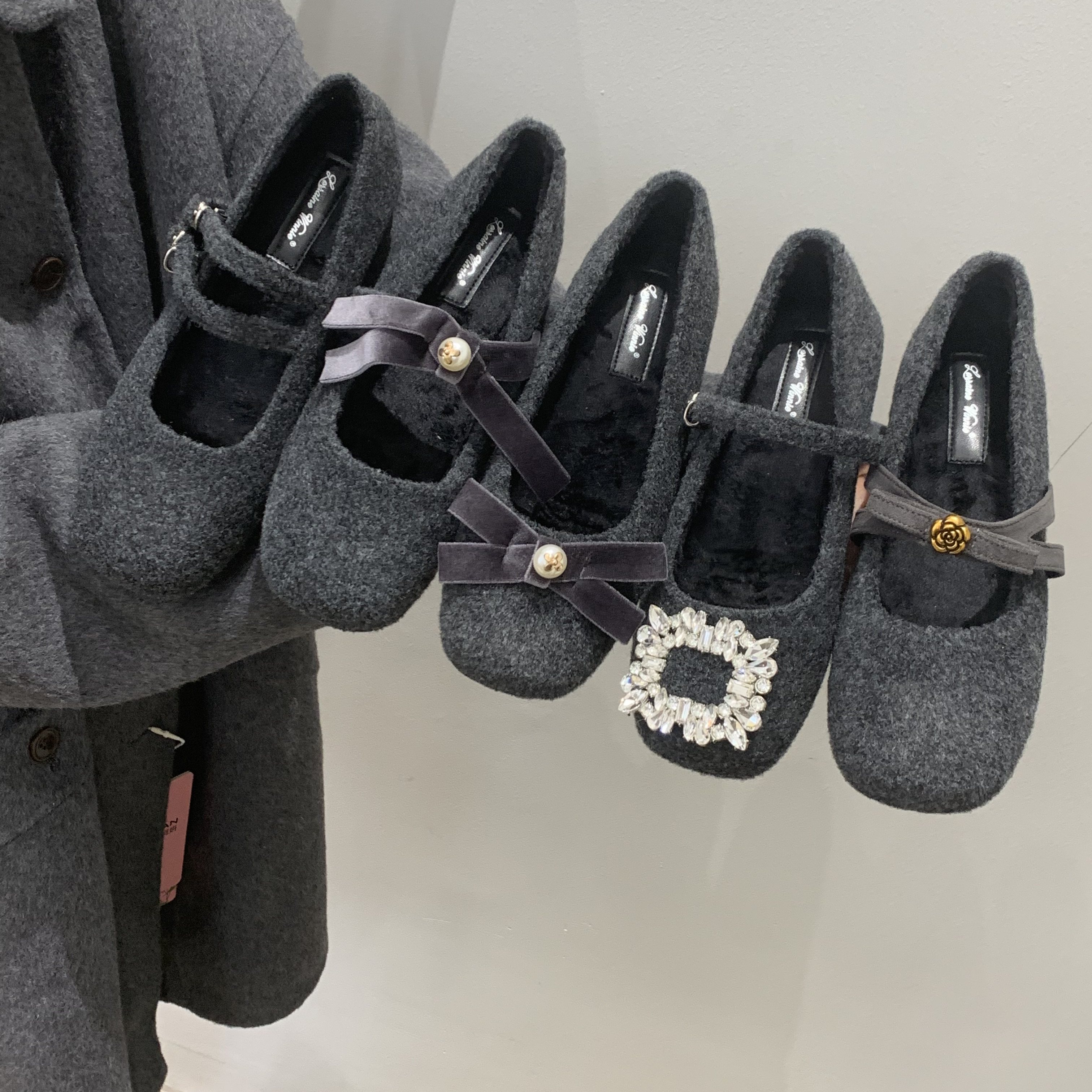 温柔仙女风芭蕾单鞋2025年冬季法式小香风格雷系灰色加绒玛丽珍鞋,女鞋,玛丽珍鞋,淘宝优惠券,粉丝福利购,淘宝优惠卷