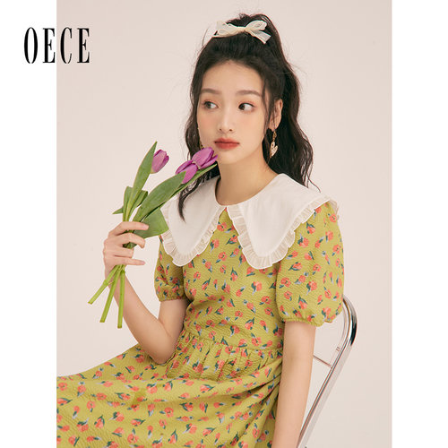 Oece高级感碎花裙2022夏季新款