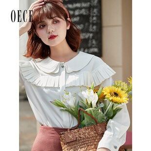 秋装 复古风琴褶娃娃领长袖 新款 法式 衬衣 女装 Oece设计感衬衫
