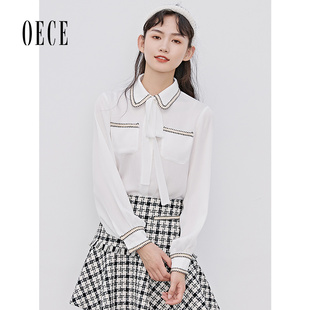 春秋复古系带雪纺衫 衬衫 设计感上衣 长袖 Oece温柔法式