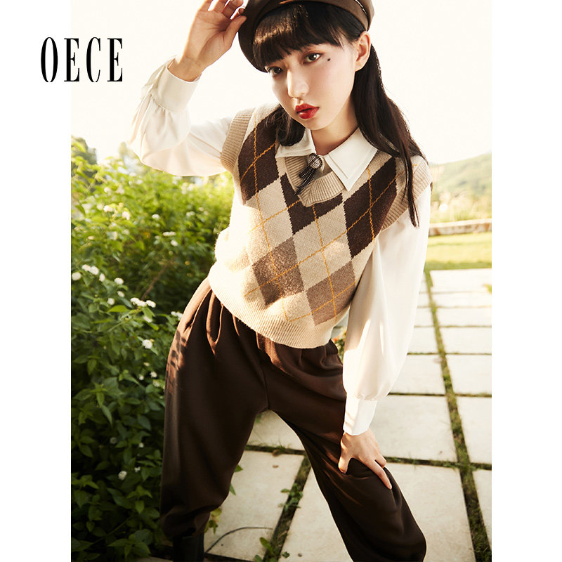 Oece复古休闲裤长裤秋冬季新款女装韩版小脚裤百搭哈伦裤裤子