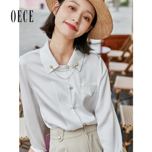 新款 春装 女装 复古甜美雪纺衫 衬衣上衣 Oece气质长袖 长袖 衬衫