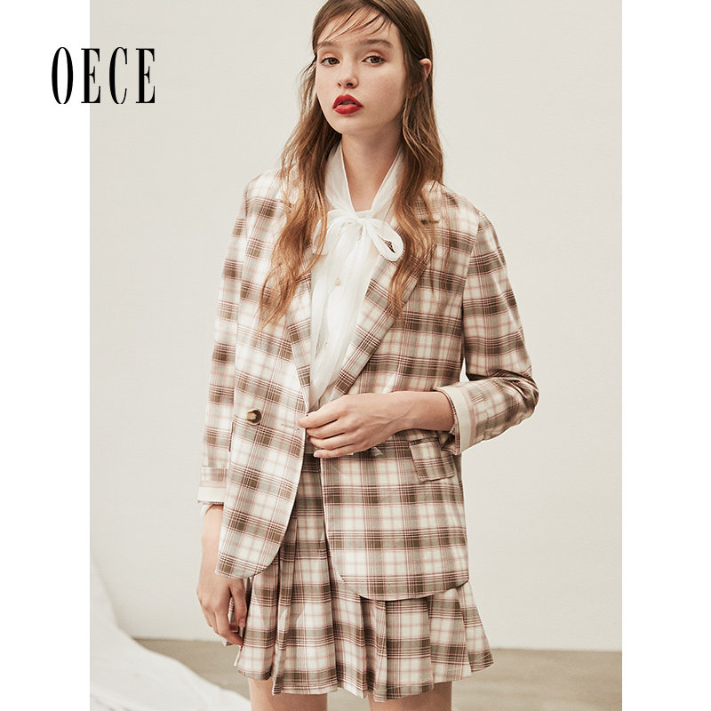 复古风英伦格纹百褶短裙甜心减龄