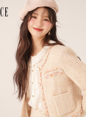 Oece气质小香风外套秋季新款女装法式小众两件套高级感套装冬