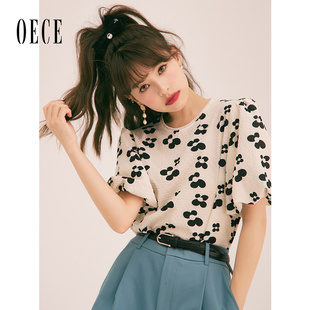 女士春设计感小众小衫 Oece复古碎花上衣春夏新款 衬衫 法式 女装