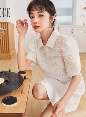 Oece气质白色女连衣裙夏装新款女法式甜美春夏季裙子