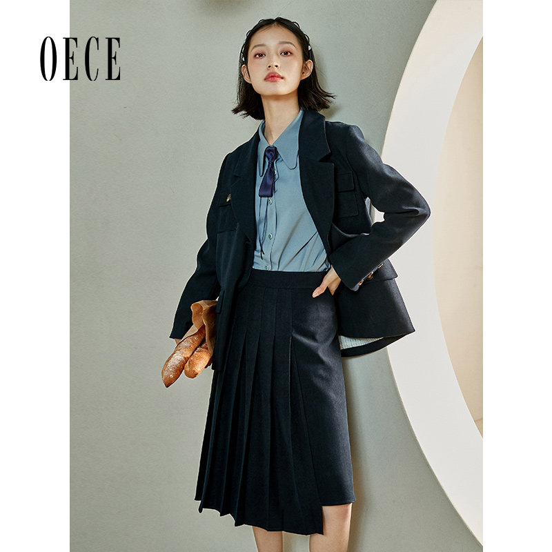 oece春装新款文艺学院个性半身裙