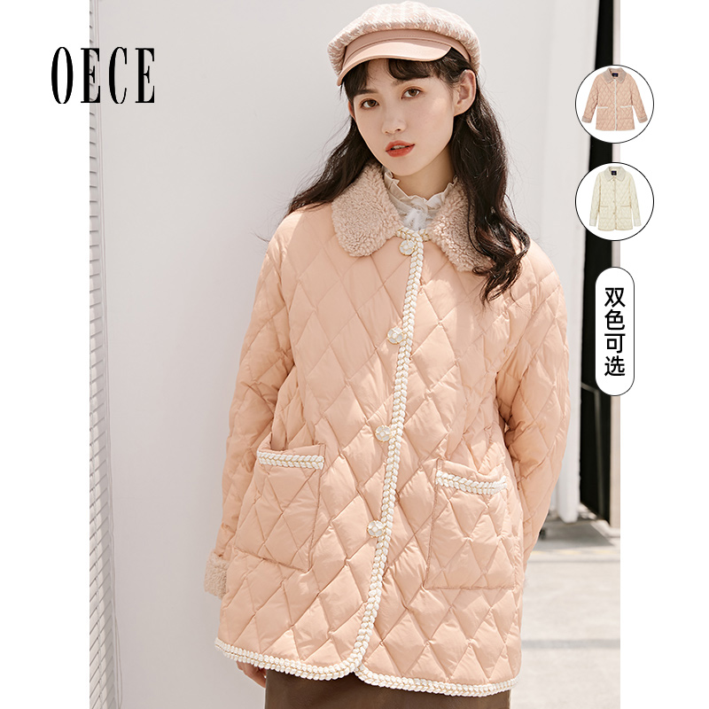 赫本风复古甜美气质中长款羽绒服