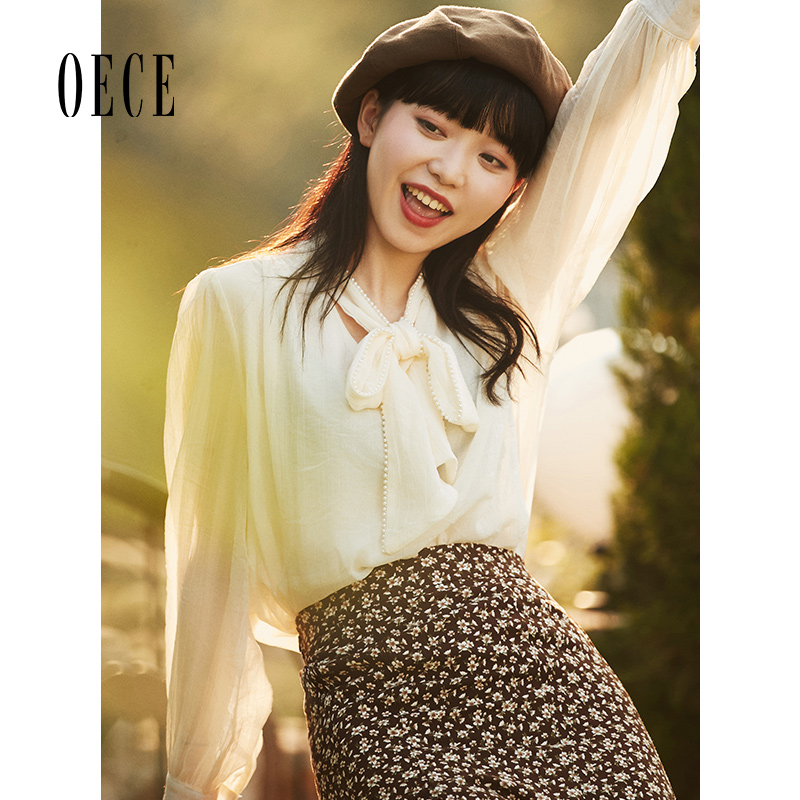 oece秋冬季女装通勤气质白色衬衫
