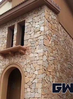 GWN冈瓦纳天然薄片石 不规则乱形冰裂纹石片 黄木纹片岩 石材碎拼