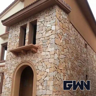 GWN冈瓦纳天然薄片石 不规则乱形冰裂纹石片 黄木纹片岩 石材碎拼