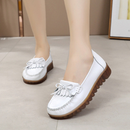 giày Avatar Tsai 2019 giày da mới nữ y tá phẳng tua nơ giày đáy mềm gân tại mẹ cuối