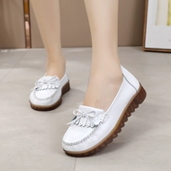 giày Avatar Tsai 2019 giày da mới nữ y tá phẳng tua nơ giày đáy mềm gân tại mẹ cuối