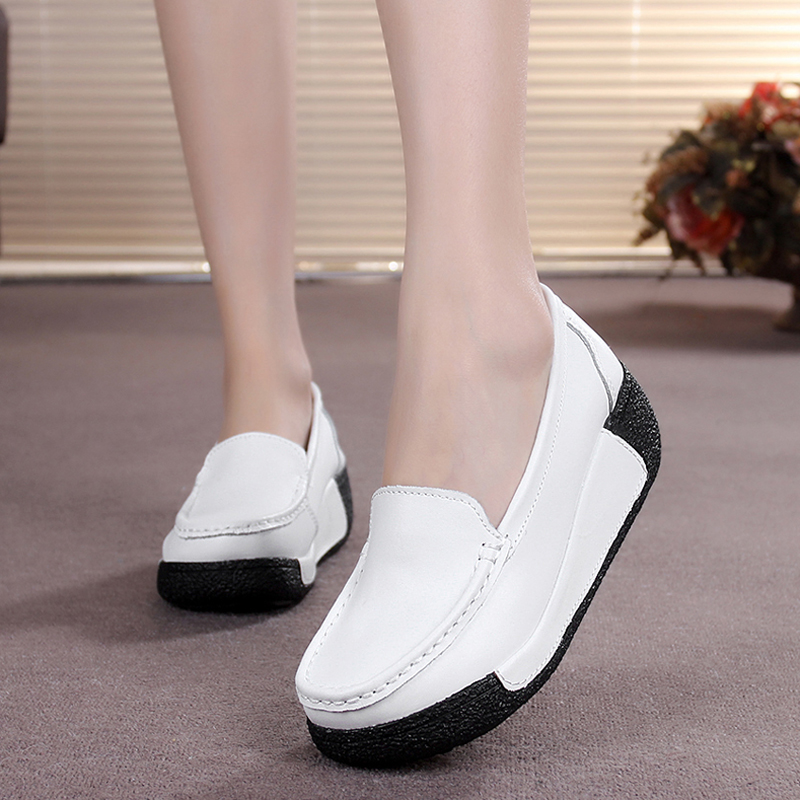 Avatar Tsai mùa xuân mới giày da nặng có đáy giày nền tảng giày với thấp để giúp chống sạt lở giày giày casual mẹ 