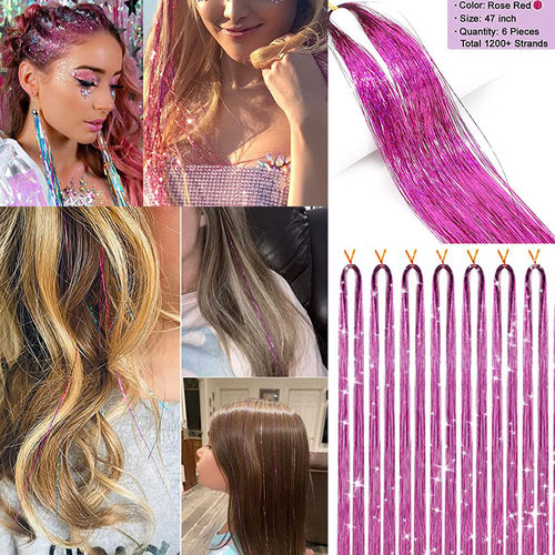 买一送一舞会表演镭射金丝接发片