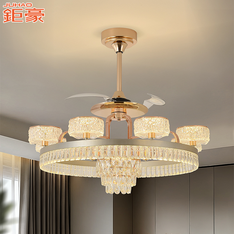 钜豪轻奢水晶风扇灯卧室客厅吊灯