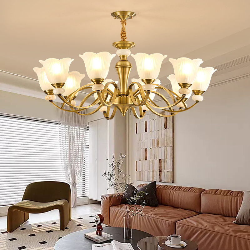 客厅吊灯复古大厅灯欧式别墅会所餐厅吊灯美式全铜主卧室房间吊灯