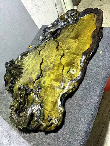 金丝楠木龙腾盛世茶盘根雕木雕天然随形手工雕刻办公室客厅茶室