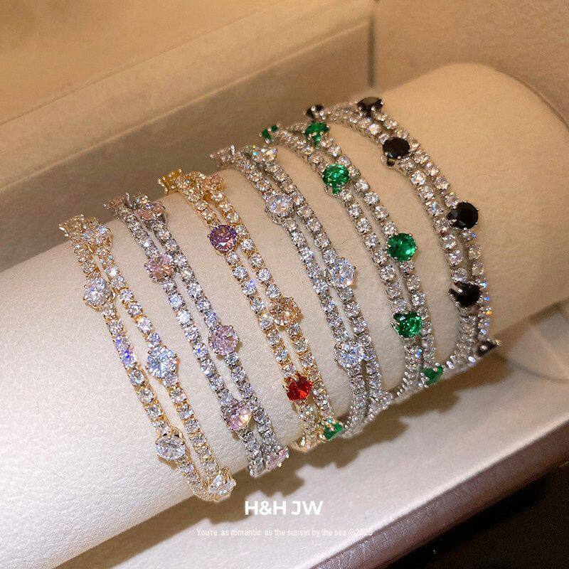 女锆石18高级感个性手链简约圆形