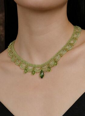 多层绿色串珠透明新款项链2026