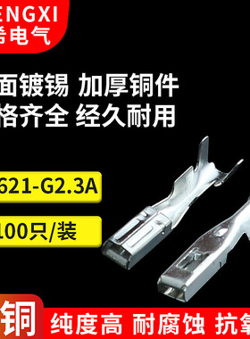DJ621-G2.3×0.6A连接器端子 插针插座插片簧片接线端子镀锡100只