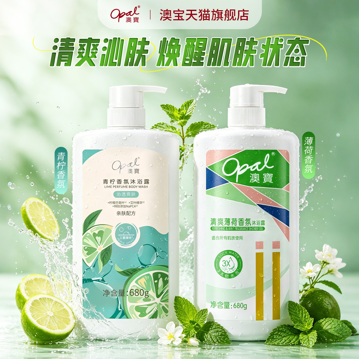 [超值购]澳宝经典薄荷青柠清爽沐浴露正品补水保湿港版沐浴乳680g