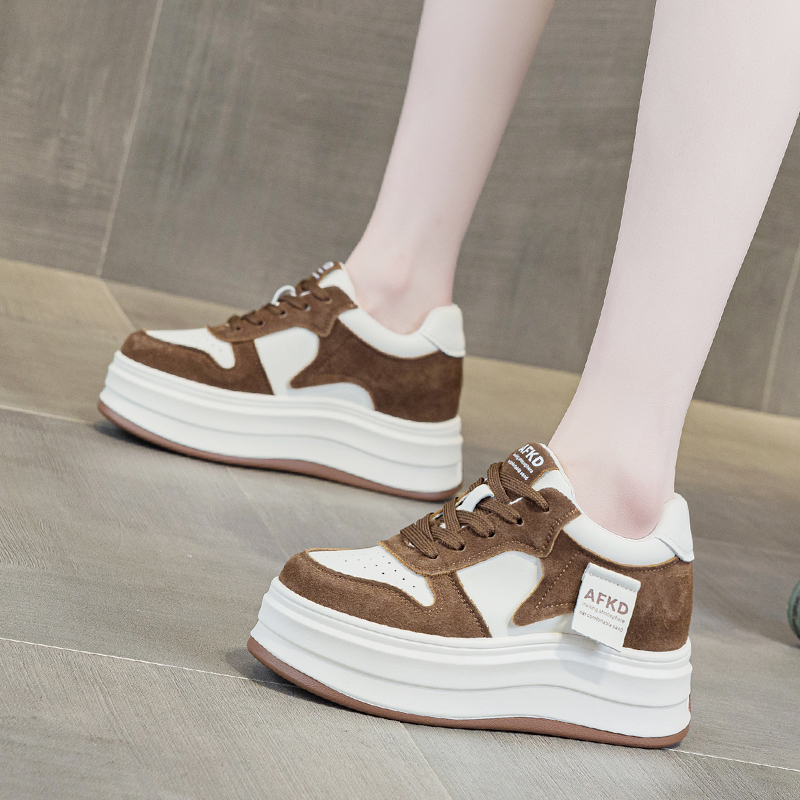 内增高女鞋真皮厚底休闲运动鞋