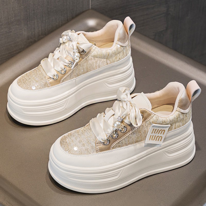 显高厚底内增高网鞋女透气运动鞋