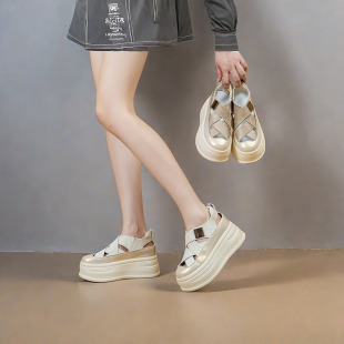 松糕底休闲凉鞋女士厚底百搭小个子夏天搭配裙子短裙阔腿裤的鞋子