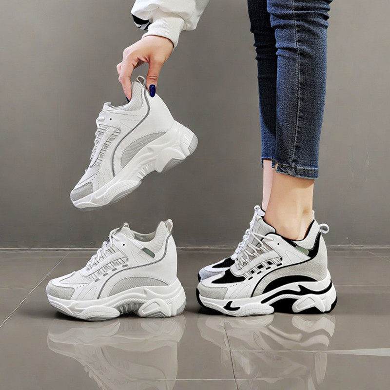内增高老爹鞋女士春天新款鞋子松糕跟厚底增高超高跟休闲运动鞋子