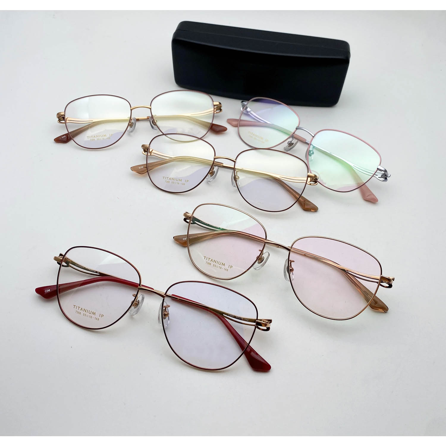 女士眼镜框超轻纯钛大脸显小全框配近视度数复古时尚眼睛框架7366