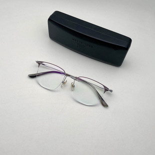 纯钛无框眼镜清冷感气质方形斯文超轻简约配度数切边假眉毛镜527