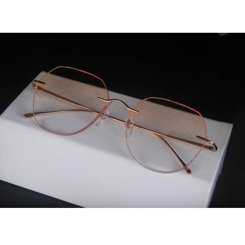 纯钛无框钻石切边防蓝光变色眼镜