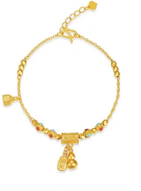 越南沙金珐琅转运珠纳福手链女镀金仿真金葫芦女士手链古法手链女