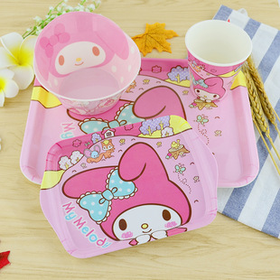 创意卡通造型碗托盘九角杯四件套密胺美耐皿儿童餐具套装厂家直销