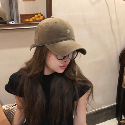 GREENHOUSES韩系简约字母棒球帽女软顶宽帽檐大脸显脸小鸭舌帽潮