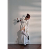 越十年越南小众desi新款 甜美可爱少女风高开叉衬衫 大摆连衣裙