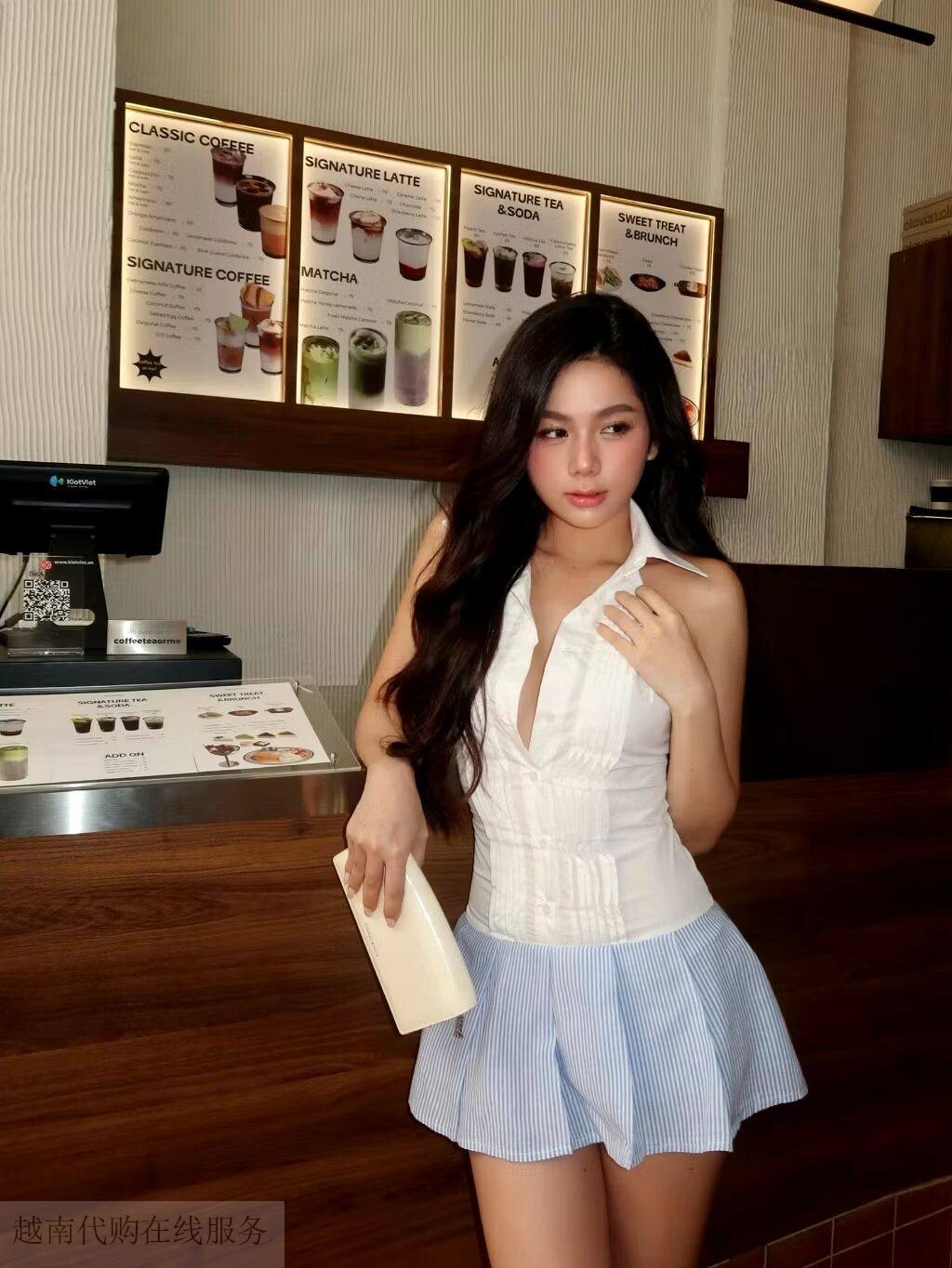 越十年越南小众maikaa甜美小清新优雅气质翻领撞色百褶短裙