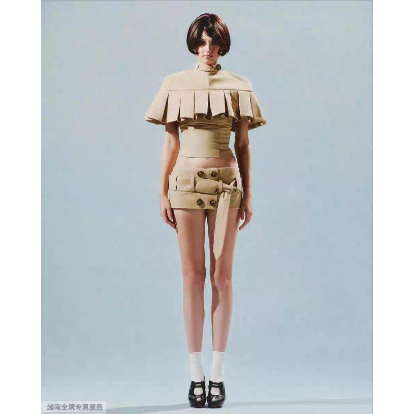 越十年越南小众ibiboss新款英伦风披肩显瘦短款上衣短裤套装